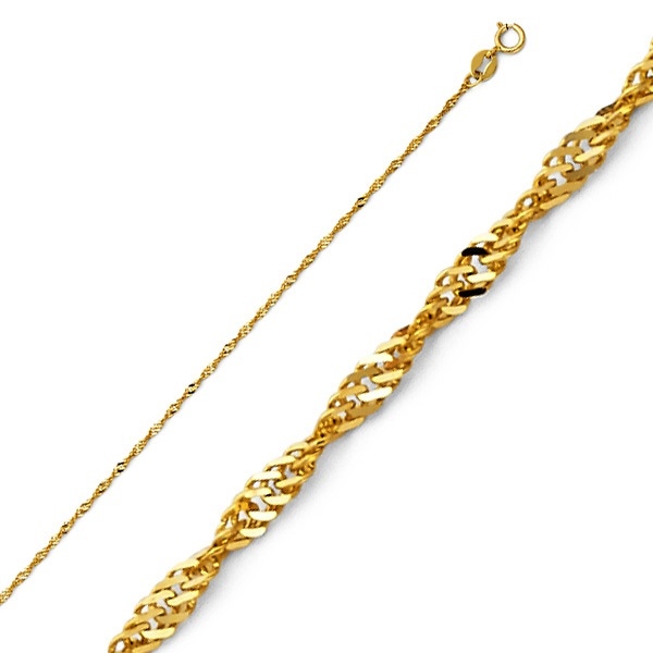 0.9mm 14K Yellow Gold Singapore Chain Necklace 16-20in Slide 0