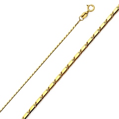 1mm 14K Yellow Gold Snail Link Chain Necklace 16-22in