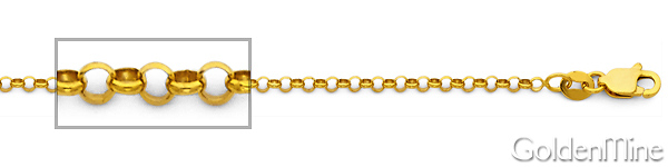14k Yellow Gold 2.1-mm Classic Rolo Chain Necklace