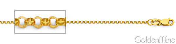 1.6mm 14K Yellow Gold Diamond-Cut Angled Rolo Cable Chain Necklace 16-24in Slide 1