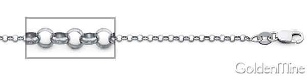 2.1mm 14K White Gold Classic Rolo Cable Chain Necklace 16-24in Slide 1