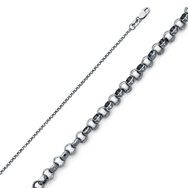 1.6mm 14K White Gold Diamond-Cut Angled Rolo Cable Chain Necklace 16-24in Slide 0
