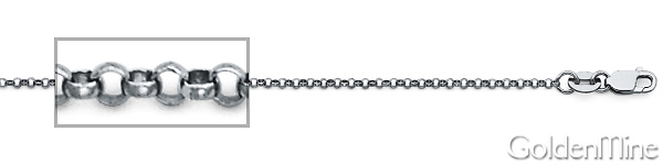 1.6mm 14K White Gold Diamond-Cut Angled Rolo Cable Chain Necklace 16-24in Slide 1