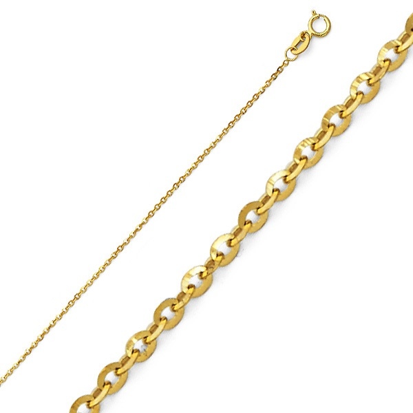 1.2mm 14K Yellow Gold Diamond-Cut Beveled Cable Chain Necklace 16-22in Slide 0