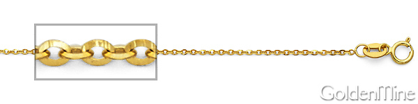 1.2mm 14K Yellow Gold Diamond-Cut Beveled Cable Chain Necklace 16-22in Slide 1