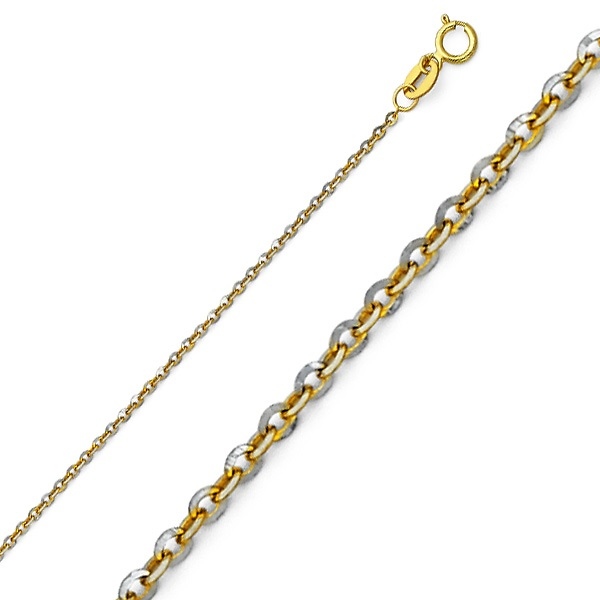 1.4mm 14K Two Tone Gold Diamond-Cut Beveled Cable Chain Necklace 16-22in Slide 0