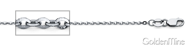 1.6mm 14K White Gold Diamond-Cut Solid Beveled Cable Chain Necklace 16-22in Slide 1