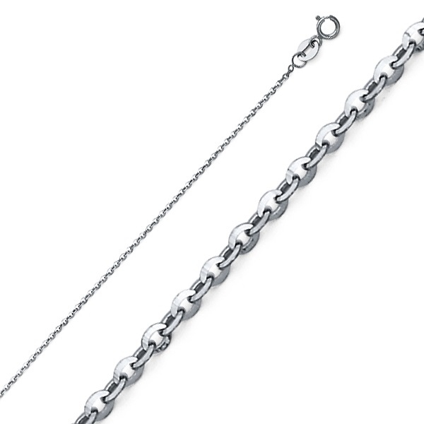 1.2mm 14K White Gold Diamond-Cut Beveled Cable Chain Necklace 16-22in Slide 0