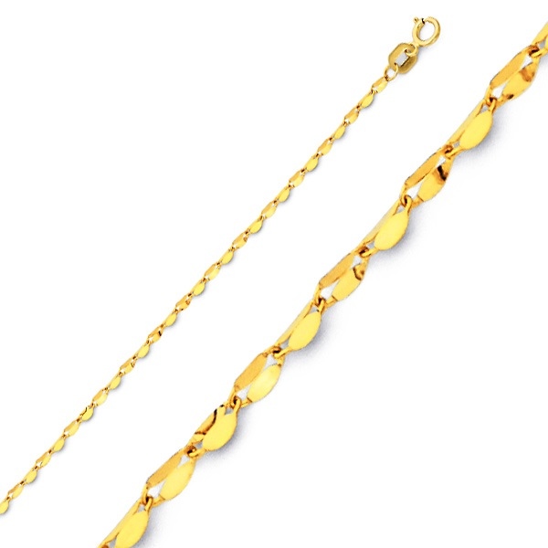 1.7mm 14K Yellow Gold Curved Mirror Link Chain Necklace 16-20in Slide 0