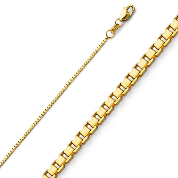 1mm Solid 14K Yellow Gold Solid Box Chain Necklace 16-24in Slide 0