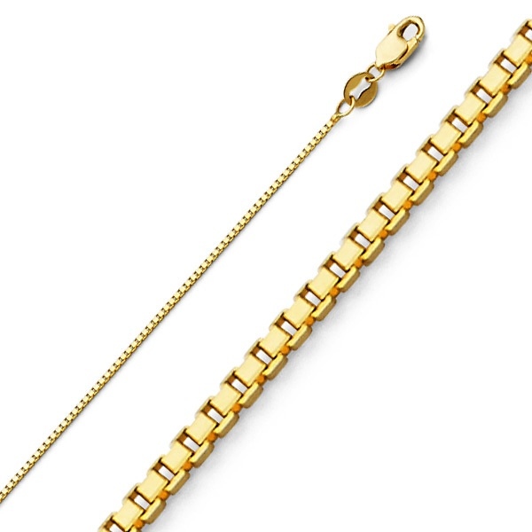 0.8mm 14K Yellow Gold Box Link Chain Necklace 16-24in Slide 0