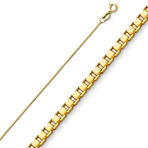 0.6mm 14K Yellow Gold Box Link Chain Necklace 16-22in Slide 0