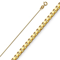 0.5mm 14K Yellow Gold Box Link Chain Necklace 16-22in