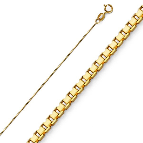 0.5mm 14K Yellow Gold Box Link Chain Necklace 16-22in Slide 0