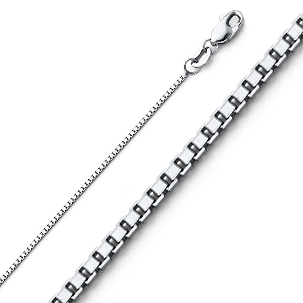 0.8mm 14K White Gold Box Link Chain Necklace 16-24in Slide 0