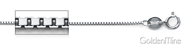 0.6mm Solid 14K White Gold Solid Box Link Chain Necklace 16-24in Slide 1