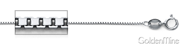 0.5mm 14K White Gold Solid Box Link Chain Necklace 16-22in Slide 1