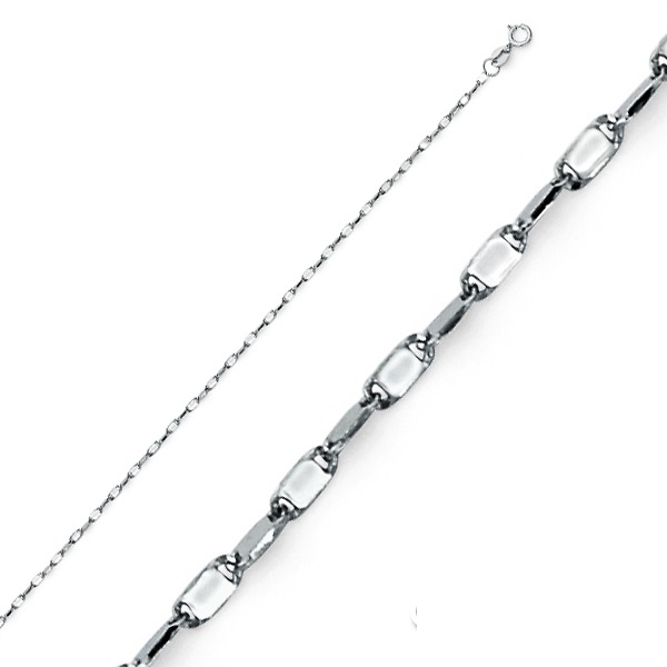 1.2mm 14K White Gold Twisted Snail Chain Necklace 16-22in Slide 0