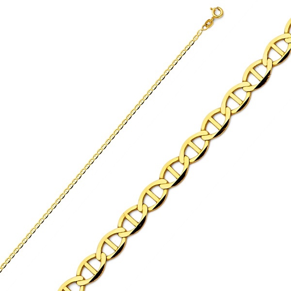 1.5mm 14K Yellow Gold Solid Flat Mariner Chain Necklace 16-24in Slide 0