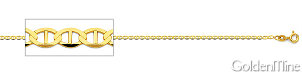 1.5mm 14K Yellow Gold Flat Mariner Chain Necklace 16-24in Slide 1