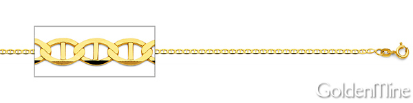 1.5mm 14K Yellow Gold Solid Flat Mariner Chain Necklace 16-24in Slide 1