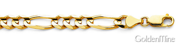 7mm 14K Yellow Gold Men's Figaro Link Chain Bracelet 8.5in Slide 1