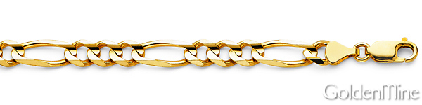 6mm 14K Yellow Gold Men's Figaro Link Chain Bracelet 8in Slide 1