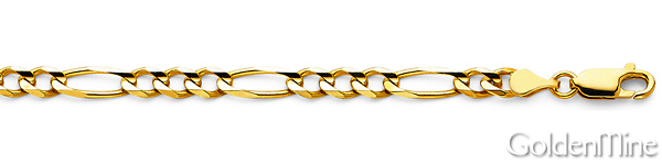 4mm 14K Yellow Gold Figaro Link Chain Bracelet 7.5in Slide 1