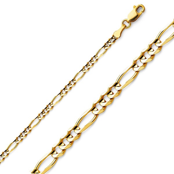 3mm 14K Yellow Gold Figaro Link Chain Necklace 16-24in Slide 0
