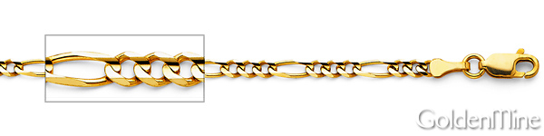 3mm 14K Yellow Gold Figaro Link Chain Bracelet 7in Slide 1
