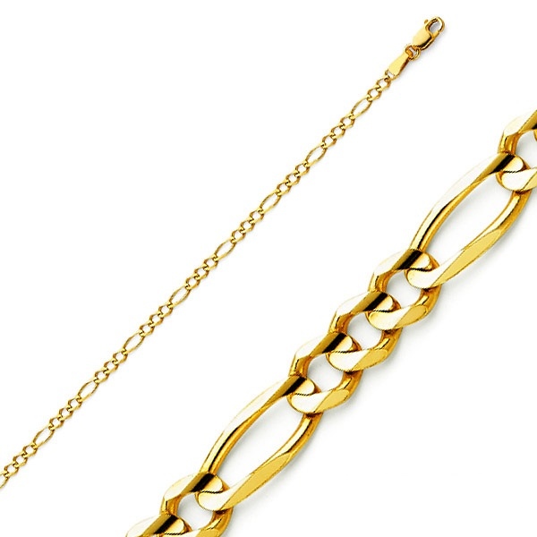 2.5mm 14K Yellow Gold Figaro Link Chain Bracelet 7in Slide 0