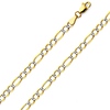 4mm 14K Two Tone Gold White Pave Open Figaro Chain Necklace 16-24in thumb 0