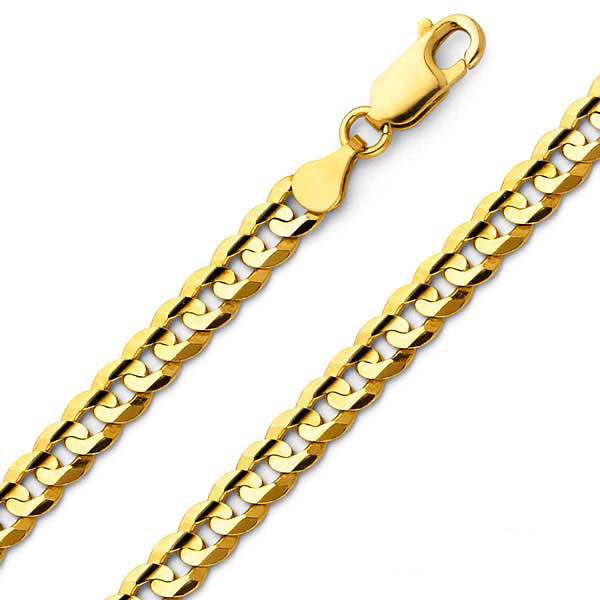 Mens Chain | Gold 7mm Curb Chain Necklace | Gold Chains for Men | Stainless Steel Chains | 7mm Curb Chain 18 / 20 / 22 Chain