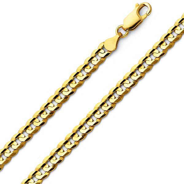 12 Piece 6mm 24" inches Concave Cuban link Chain Necklace 14K Gold PL 
