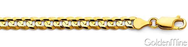 6mm 14K Yellow Gold Men's Concave Curb Cuban Link Chain Necklace 18-30in Slide 1