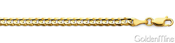 4mm 14K Yellow Gold Men's Concave Curb Cuban Link Chain Necklace 18-24in Slide 1