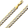 8mm  14K Two-Tone Gold White Pave Curb Cuban Link Bracelet 8.5in thumb 0