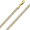 5mm 14K Two Tone Gold Men's White Pave Curb Cuban Link Chain Necklace 18-26in thumb 0