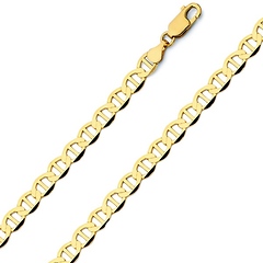 4.5mm 14K Yellow Gold  Men's Flat Mariner Chain Necklace 18-24in