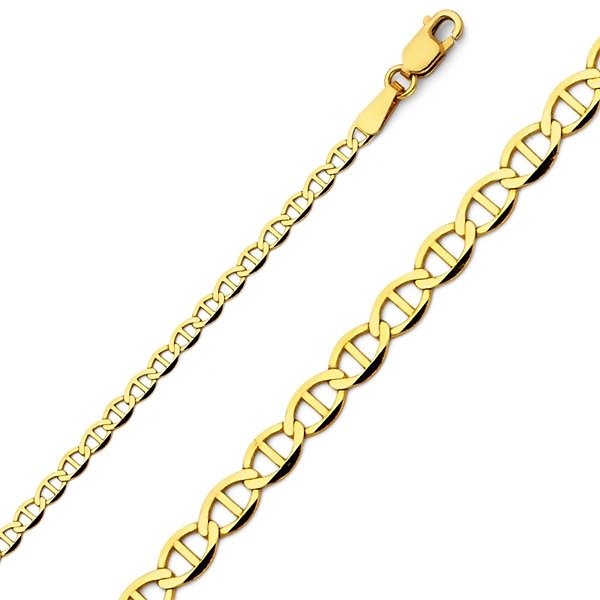 2.5mm 14K Yellow Gold Flat Mariner Chain Necklace 16-24in Slide 0