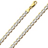 5.5mm 14K Two Tone Gold Men's White Pave Flat Mariner Chain Necklace 20-24in thumb 0