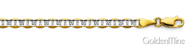 4.5mm 14K Two-Tone Gold Men's Flat Mariner Chain Bracelet 7.5in Slide 1