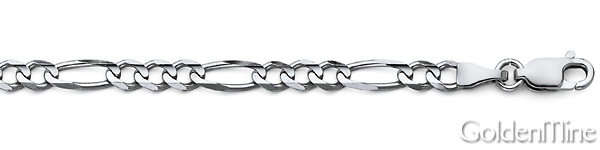 4mm 14K White Gold Figaro Link Chain Bracelet Slide 1