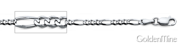 3mm 14K White Gold Solid Figaro Link Chain Necklace 16-30in Slide 1