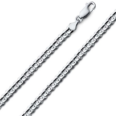 5mm 14K White Gold Solid Men's Concave Curb Cuban Link Chain Necklace 16-30in