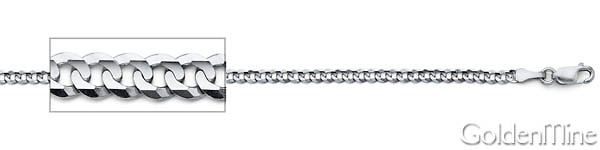 2.5mm 14K White Gold Concave Curb Cuban Link Chain Necklace 16-30in Slide 1