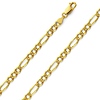 4.5mm 14K Gold Yellow Pave Figaro Link Chain Necklace 18-24in thumb 0