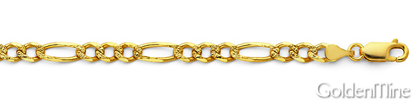 4mm 14K Yellow Gold Pave Figaro Link Chain Necklace 18-24in Slide 1