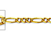 3mm 14K Yellow Gold Pave Figaro Link Chain Bracelet 7in thumb 1