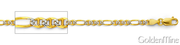2.5mm 14K Two-Tone Gold Solid Figamariner Chain Necklace 16-24in Slide 1